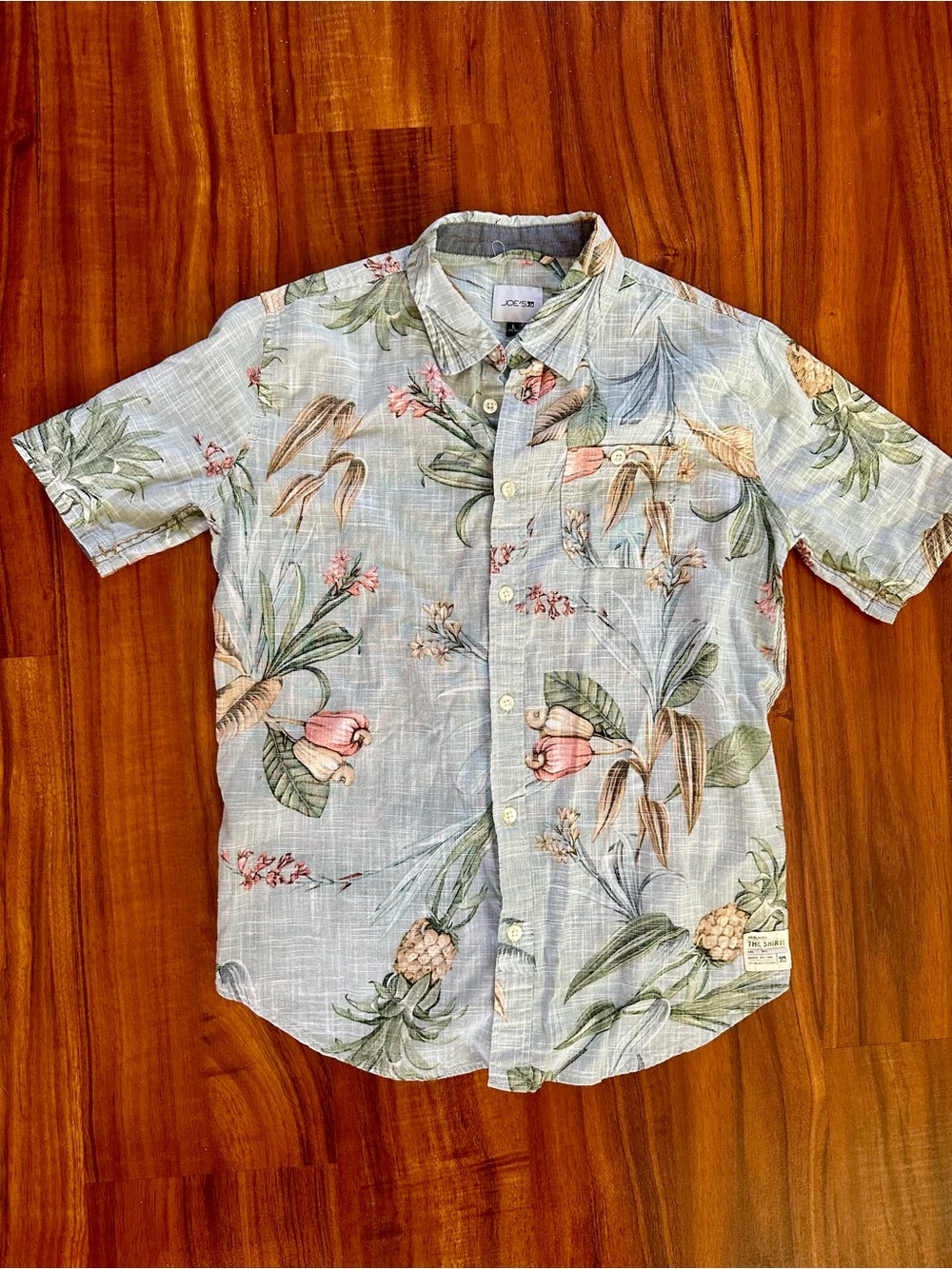 Joe's Jeans Pale Blue Tropical Floral Short Sleeve Button-Down